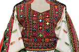 Afghan Fashion Mirrors Work Dress In White Color Islamic Nikah Costume