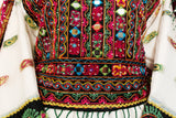 Afghan Fashion Mirrors Work Dress In White Color Islamic Nikah Costume