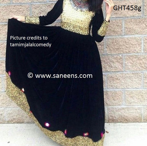 Muslim Wedding Dress In Black Velvet With Fancy Lace