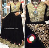 Muslim Wedding Dress In Black Velvet With Fancy Lace