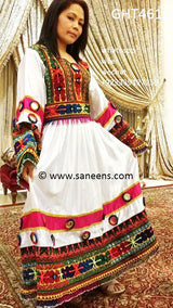 Muslimah Fashion Long Dress In White Color Afghan Persian Nikah Clothes