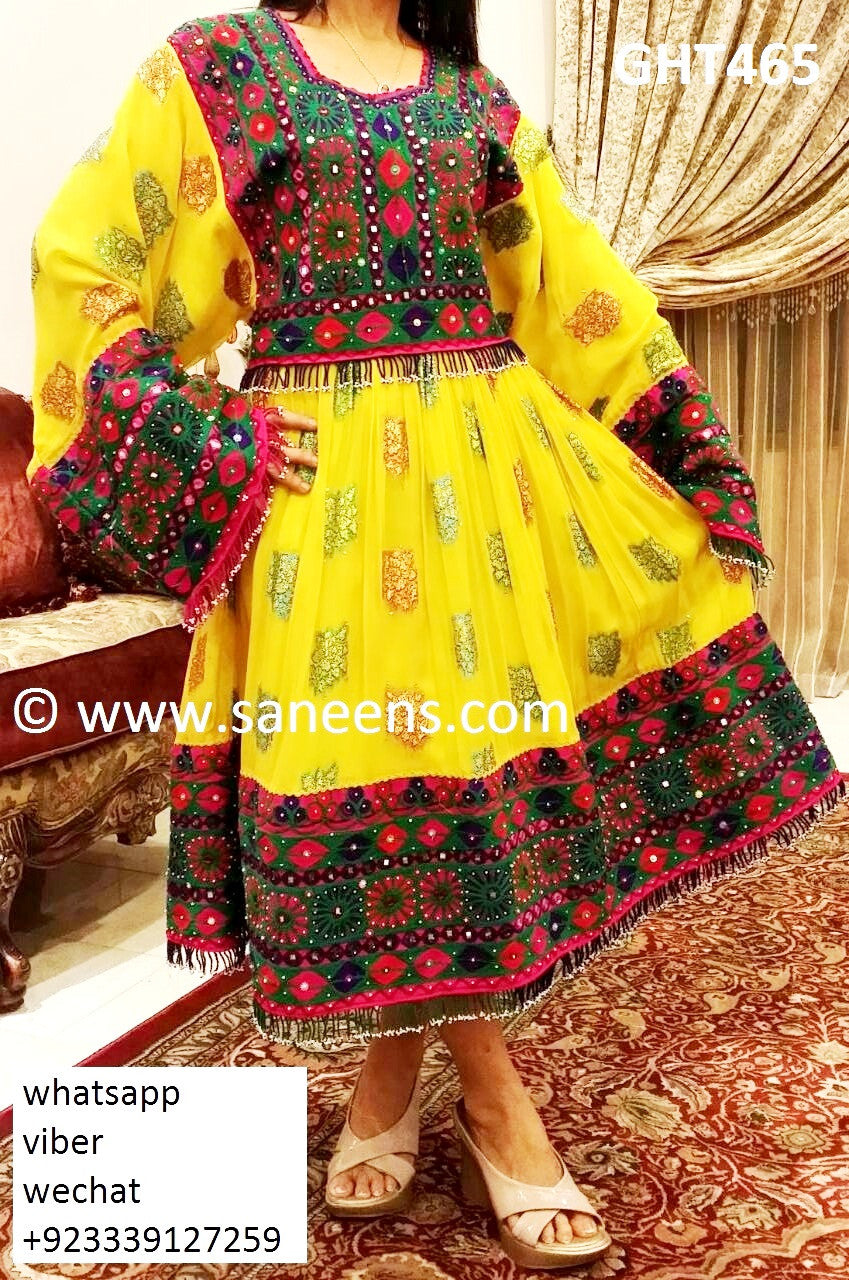 Islamic Dress For Nikah Event Afghan Clothing Yellow Color Pashtun Robe