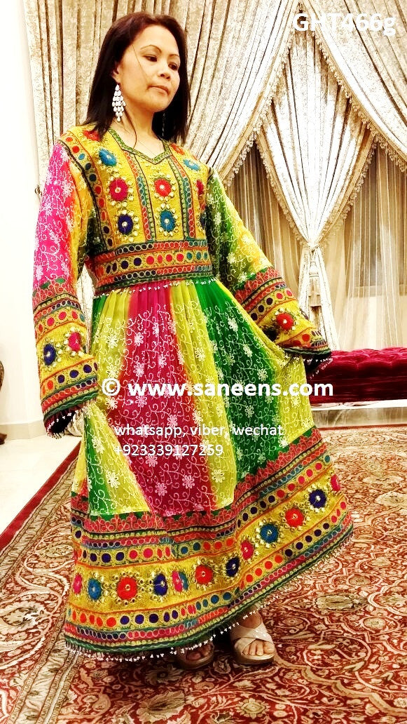Muslim Nikah Dress Traditional Afghan Clothes In Multicolor
