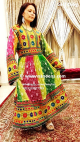 Muslim Nikah Dress Traditional Afghan Clothes In Multicolor