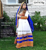 Buy Online White Color Afghani Gown Pashtun Bridal Long Dress Clothes