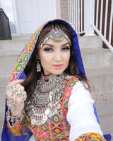 Buy Online White Color Afghani Gown Pashtun Bridal Long Dress Clothes