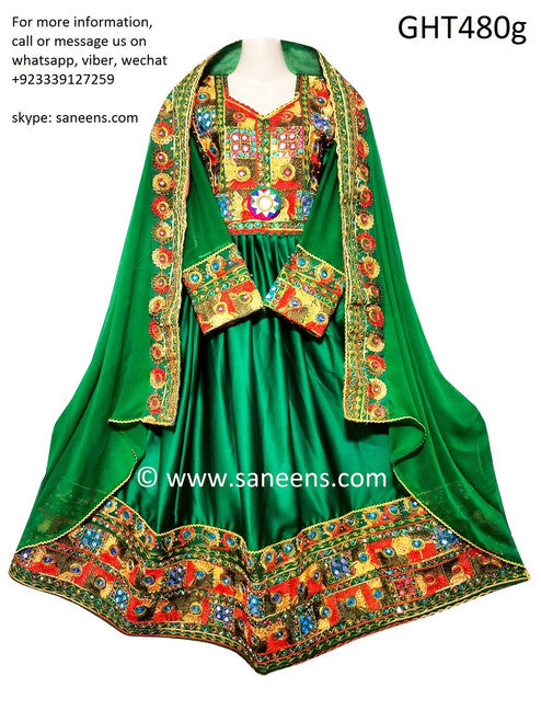 Afghan Wedding And Mehndi Green Clothes For Brides