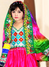 Traditional Afghani Clothes In Pink Color Pashtun Kids Dress Online