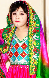 Traditional Afghani Clothes In Pink Color Pashtun Kids Dress Online
