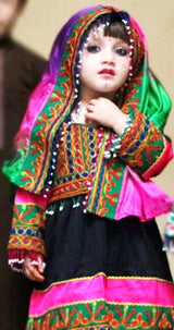 Pashtun Kids Frock In Black Color Afghan Clothes Muslim Event Dress