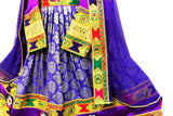 Afghan Gown In Blue Color Pashtun Bridal Frock Needlework Chest Patch