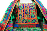 Pashtun Nikah Frock Afghani Dress In Green Color With Waist Chains