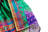 Pashtun Nikah Frock Afghani Dress In Green Color With Waist Chains