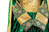 Elegant Afghan Green Mirror Work Fashion Gown