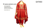 Red Pathani Dress - Authentic Afghan Fashion for Online Purchase