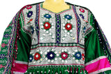 Pathani Clothes In Green Satin Fabric Afghani Dress Persian Bridal Outfit