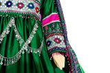 Pathani Clothes In Green Satin Fabric Afghani Dress Persian Bridal Outfit