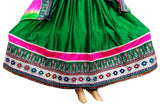 Pathani Clothes In Green Satin Fabric Afghani Dress Persian Bridal Outfit