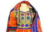 Pathani Dress In Orange And Blue Color With Mirrors Work Embroidery