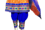 Pathani Dress In Orange And Blue Color With Mirrors Work Embroidery