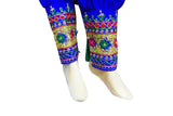 Pathani Dress In Orange And Blue Color With Mirrors Work Embroidery