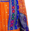 Pathani Dress In Orange And Blue Color With Mirrors Work Embroidery
