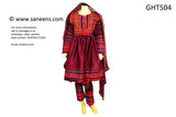 Afghan Singer Clothes In Burgundy Color Pathani Dress Muslim Nikah Frock