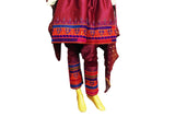 Afghan Singer Clothes In Burgundy Color Pathani Dress Muslim Nikah Frock