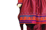 Afghan Singer Clothes In Burgundy Color Pathani Dress Muslim Nikah Frock
