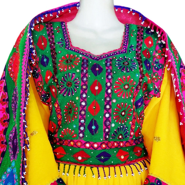 afghan traditional dress with beads work