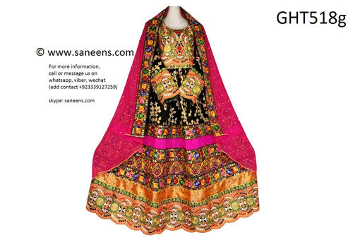 Muslim Bridal Frock Pashtun Singer Black Clothes Afghani Dress