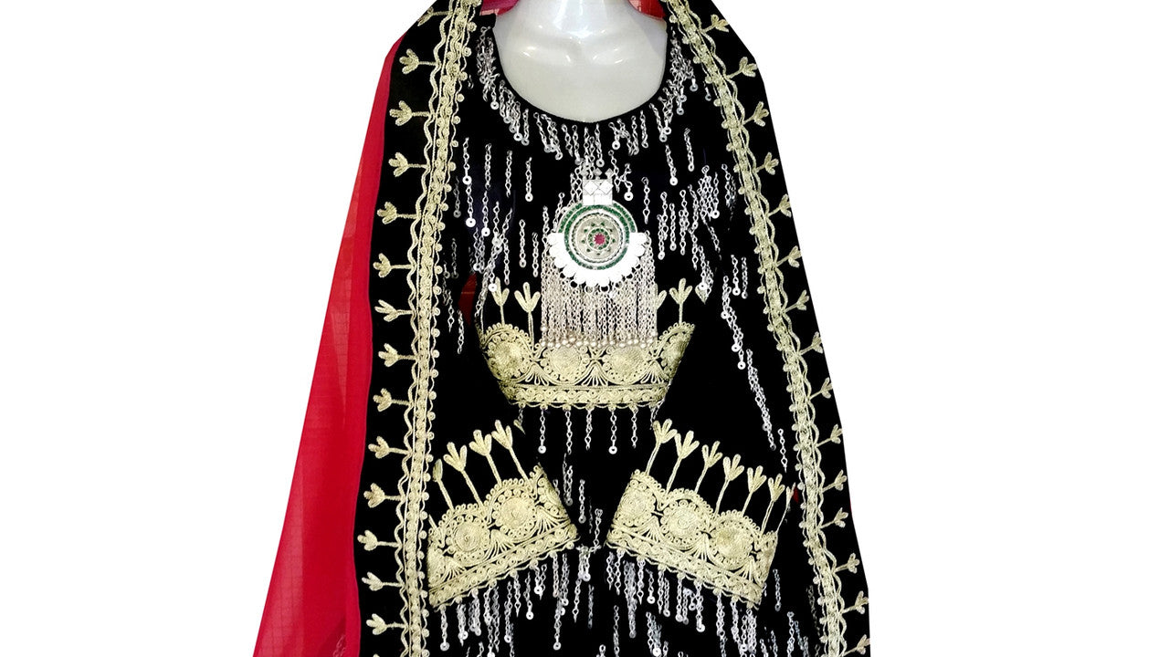 pashtun singer clothes, pakhtoon dress with pauli chains
