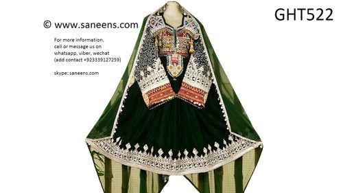 Afghan Fashion New Dress In Green Velvet Best Afghani Clothes Online