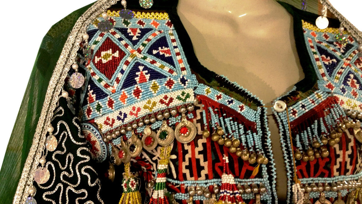beads work afghan costume