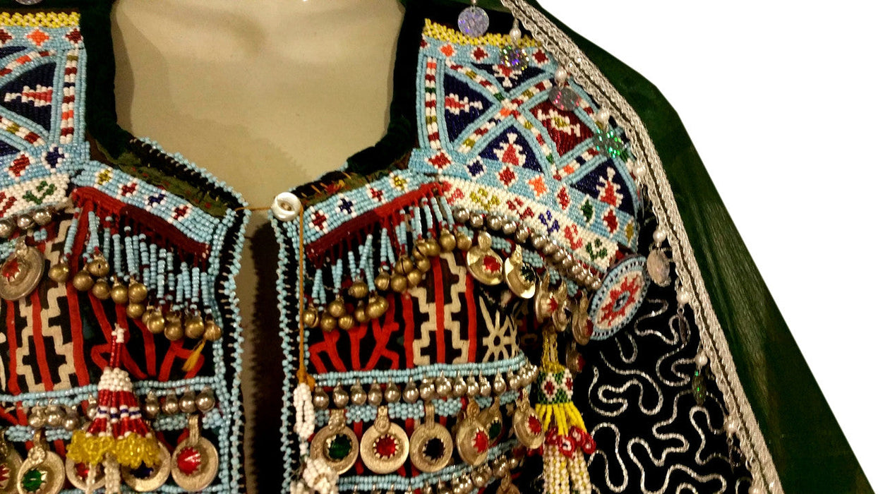 traditional beads work afghan frock