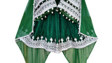 Afghan Pashtoon Dress In Green Velvet Vintage Beads Embroidery Work