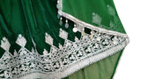 Afghan Pashtoon Dress In Green Velvet Vintage Beads Embroidery Work