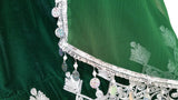 Afghan Pashtoon Dress In Green Velvet Vintage Beads Embroidery Work