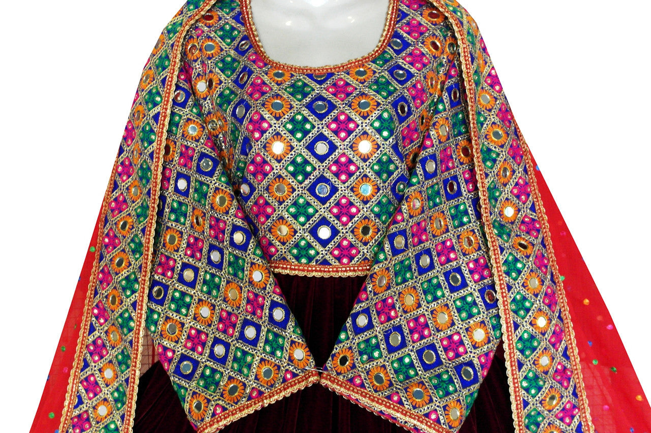 traditional afghani dress with mirrors work