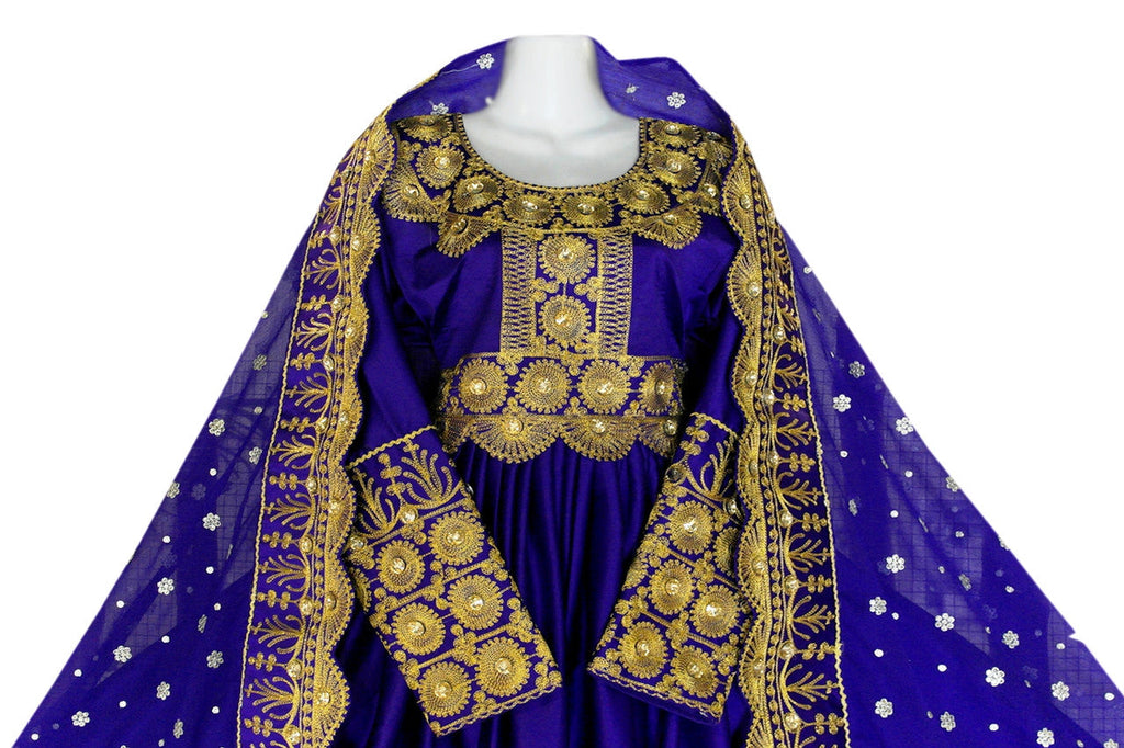 golden zari work afghani dress