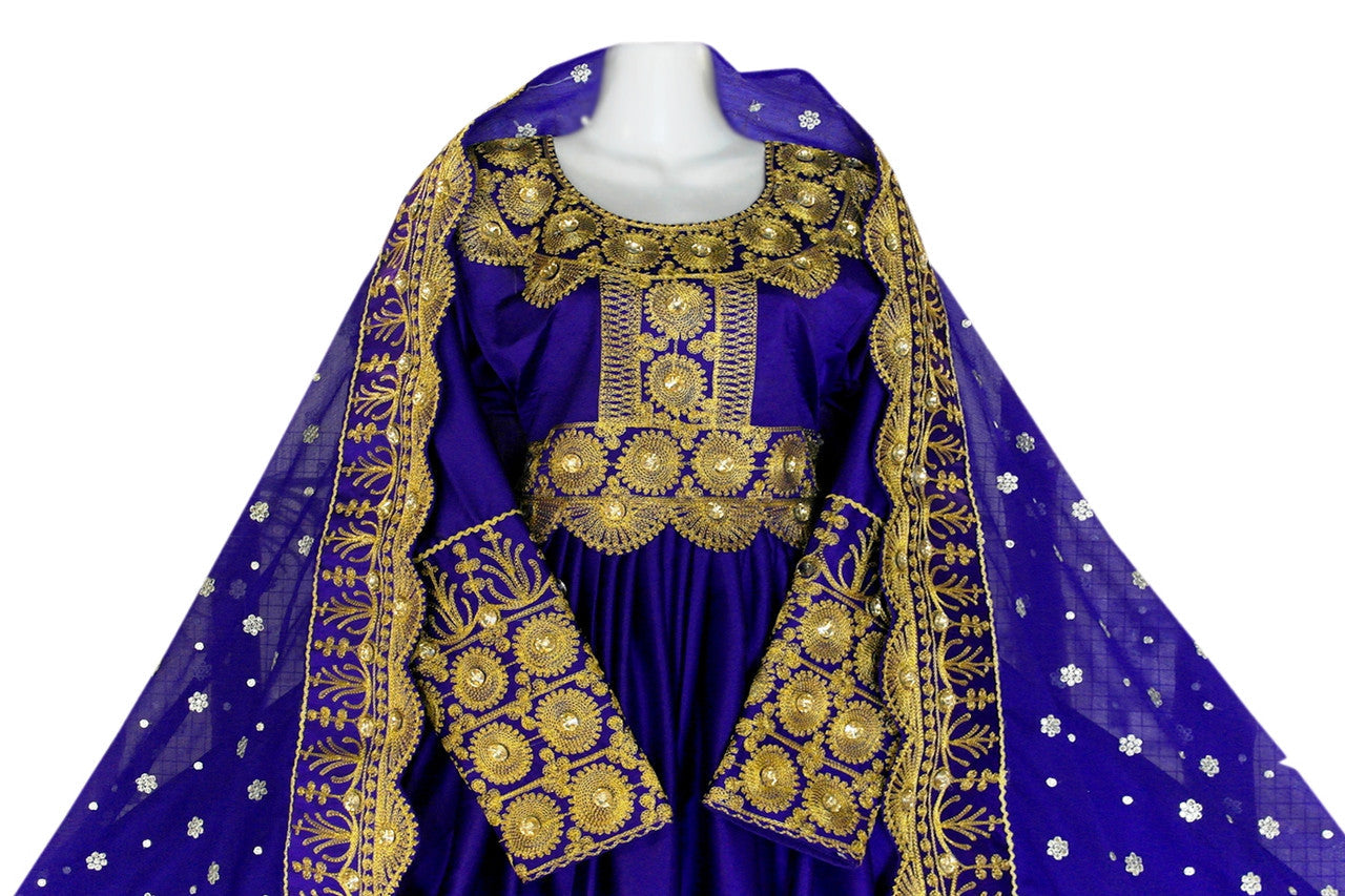 golden zari work afghani dress