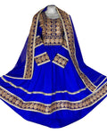 afghan clothes, pashtun brides frock with blue lace work