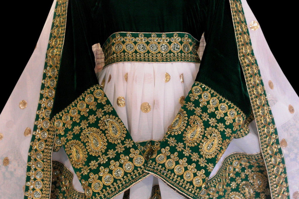 afghan fashion long dress in white color