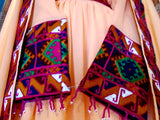 Traditional Afghan Clothes Pashtun Bridal Dress In Peach Color Fabric