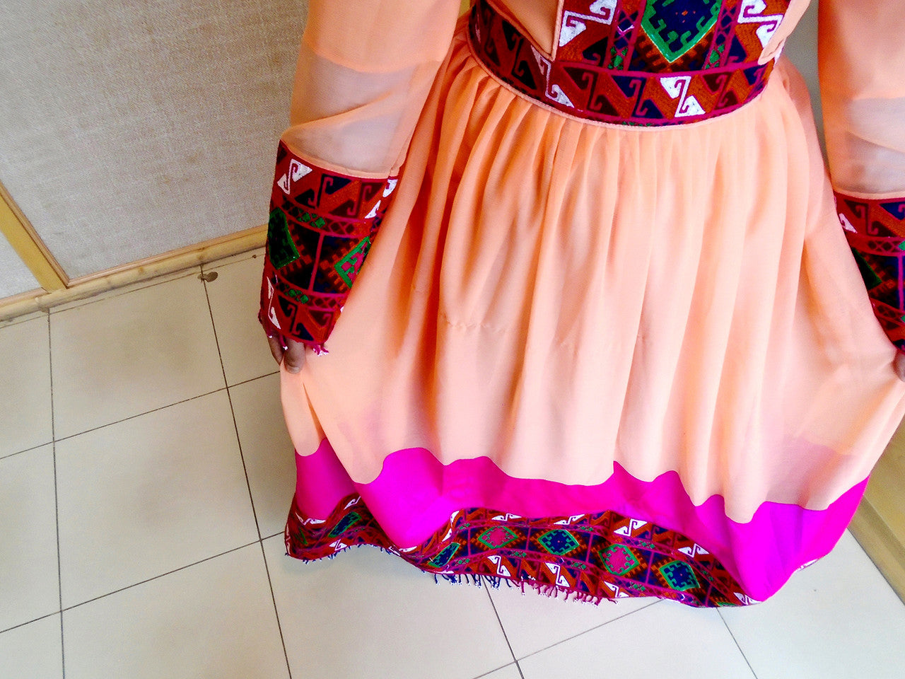 afghan clothes with floral embroidery work