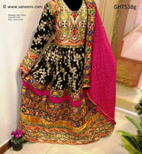Pakhtoon Aroosi Dress In Black Color Afghan Libas