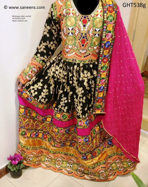 Pakhtoon Aroosi Dress In Black Color Afghan Libas