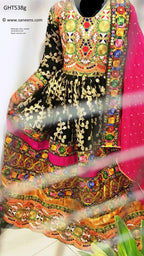 afghanistan traditional clothes in black and pink
