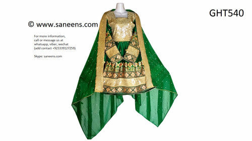 Muslimah Fashion Afghan Dress In Green Color Pashtun Aroosi Clothes