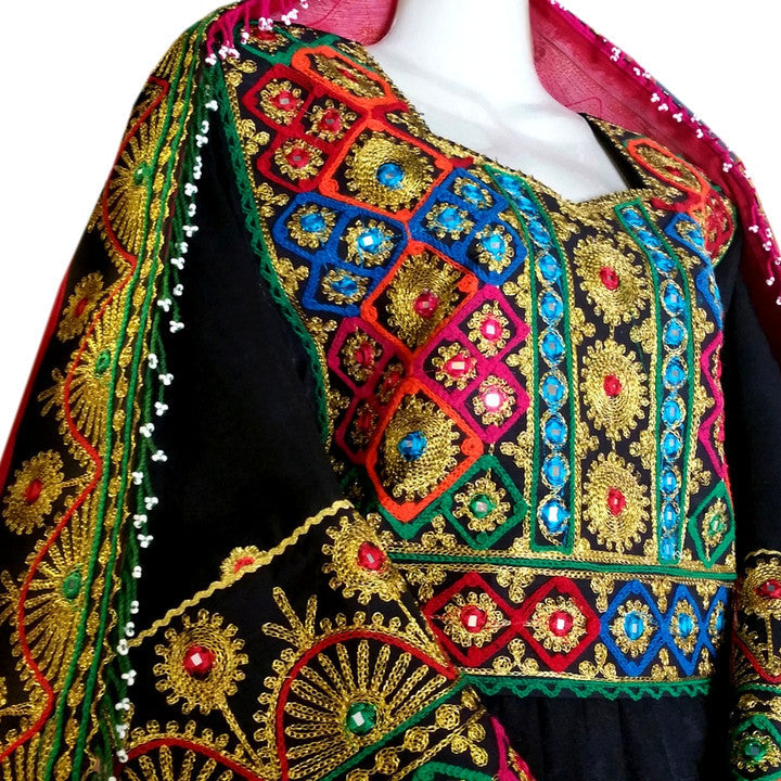 pashtun traditional frock in black color
